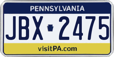 PA license plate JBX2475
