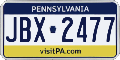 PA license plate JBX2477