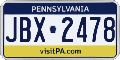 PA license plate JBX2478
