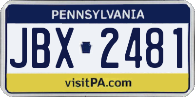 PA license plate JBX2481