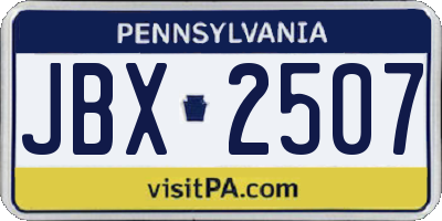 PA license plate JBX2507