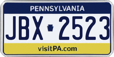 PA license plate JBX2523