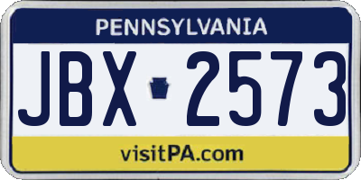 PA license plate JBX2573