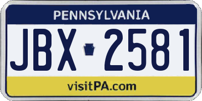 PA license plate JBX2581