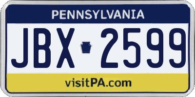 PA license plate JBX2599