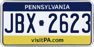 PA license plate JBX2623