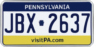 PA license plate JBX2637