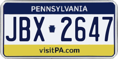 PA license plate JBX2647