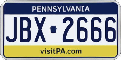 PA license plate JBX2666