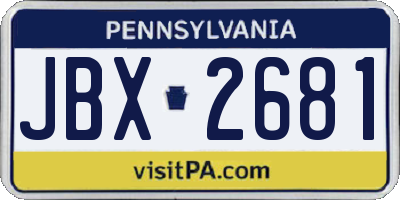 PA license plate JBX2681