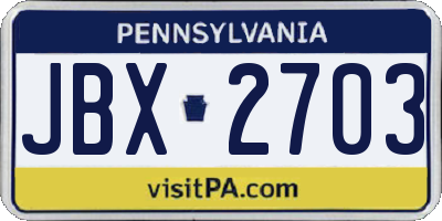 PA license plate JBX2703