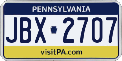 PA license plate JBX2707