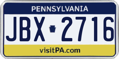 PA license plate JBX2716