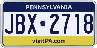 PA license plate JBX2718