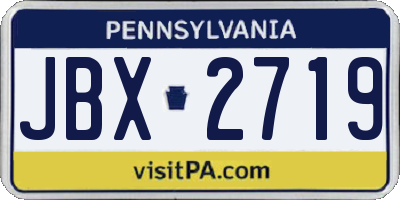PA license plate JBX2719