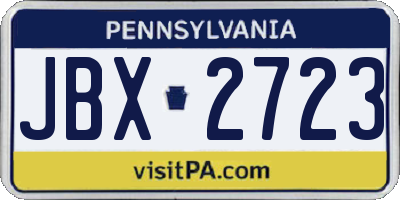 PA license plate JBX2723