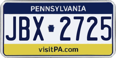 PA license plate JBX2725