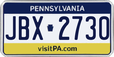 PA license plate JBX2730