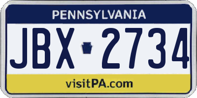 PA license plate JBX2734