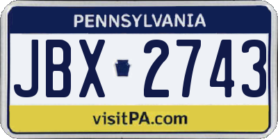 PA license plate JBX2743