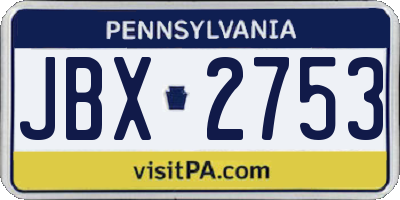 PA license plate JBX2753