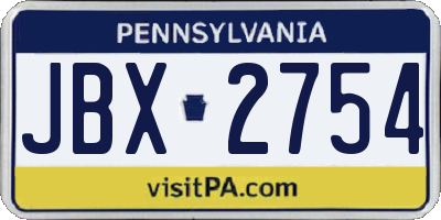 PA license plate JBX2754