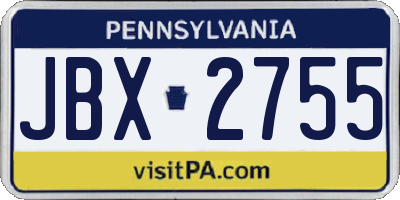 PA license plate JBX2755