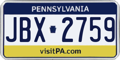 PA license plate JBX2759