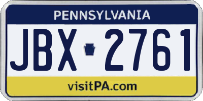 PA license plate JBX2761