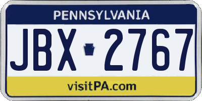 PA license plate JBX2767