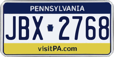 PA license plate JBX2768