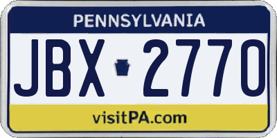 PA license plate JBX2770