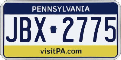 PA license plate JBX2775