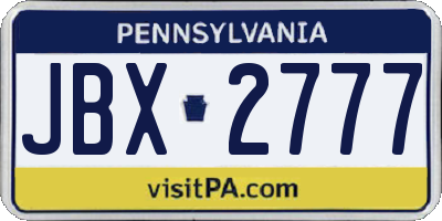 PA license plate JBX2777