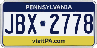 PA license plate JBX2778