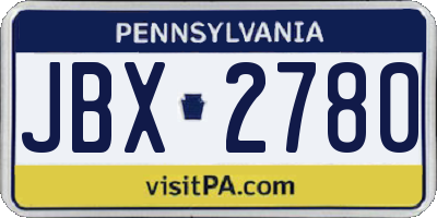 PA license plate JBX2780