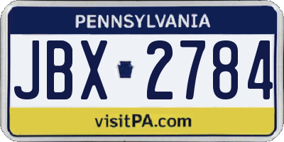 PA license plate JBX2784