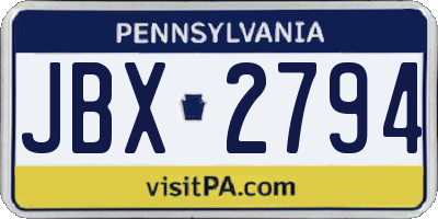 PA license plate JBX2794