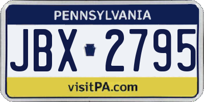 PA license plate JBX2795