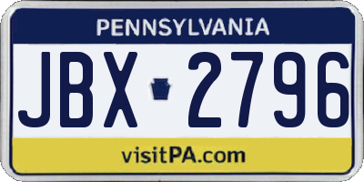 PA license plate JBX2796