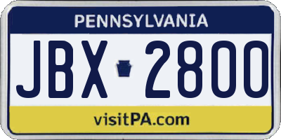PA license plate JBX2800