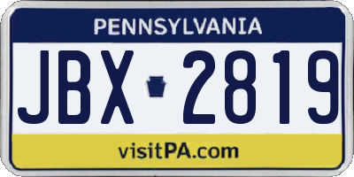 PA license plate JBX2819