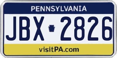 PA license plate JBX2826