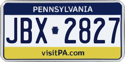 PA license plate JBX2827