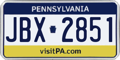 PA license plate JBX2851