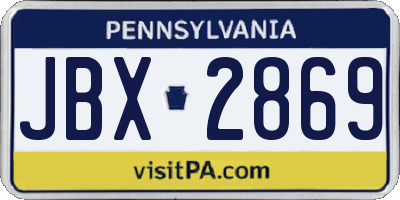 PA license plate JBX2869