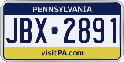 PA license plate JBX2891