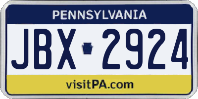 PA license plate JBX2924