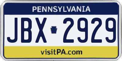PA license plate JBX2929