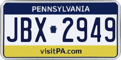 PA license plate JBX2949